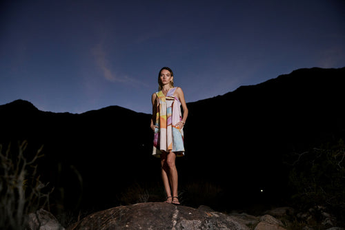 Load image 1 in gallery view. Arya Abstract Print Cotton Sleeveless Mini Dress