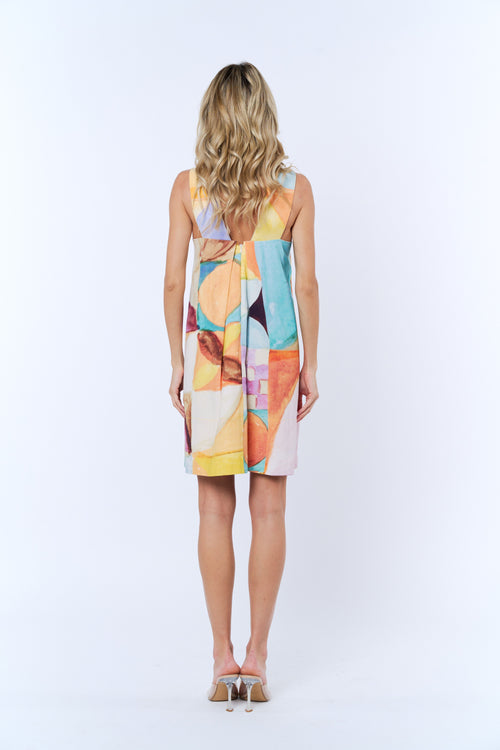 Load image 1 in gallery view. Arya Abstract Print Cotton Sleeveless Mini Dress