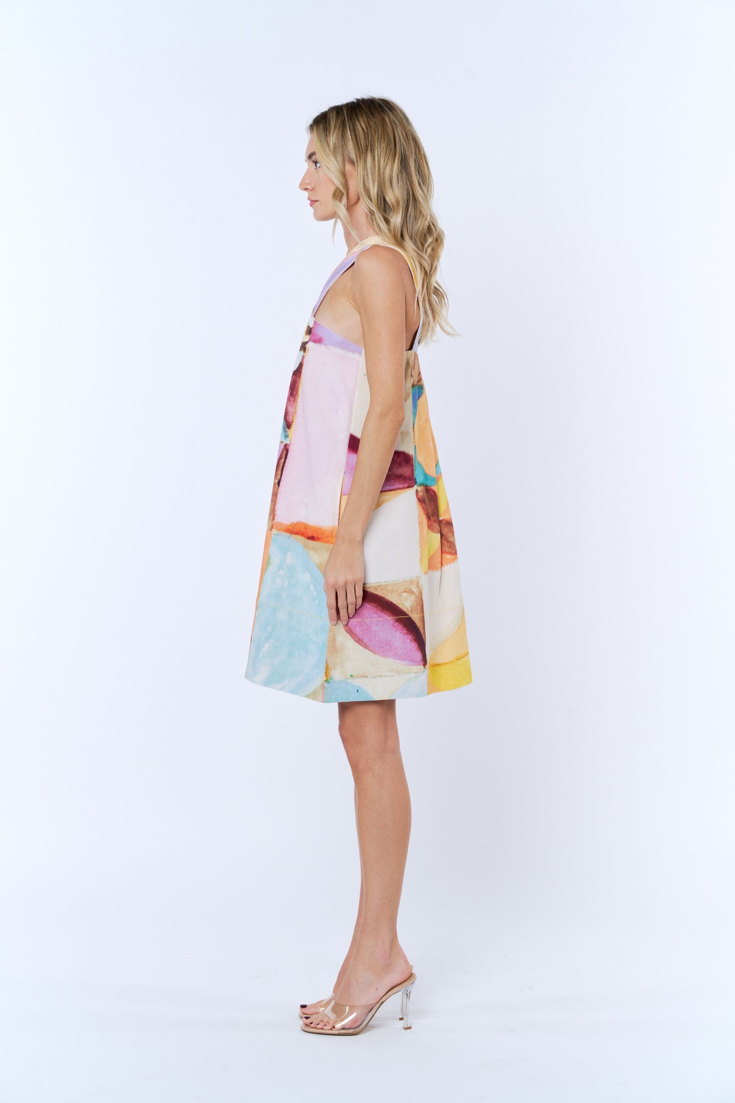 Arya Abstract Print Cotton Sleeveless Mini Dress