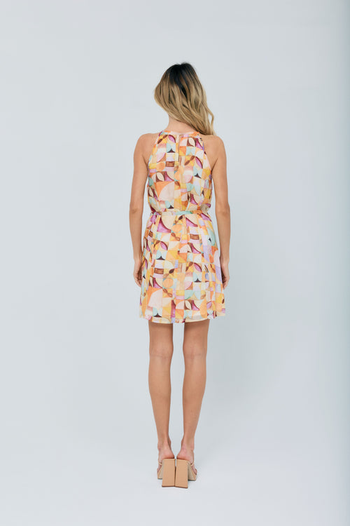 Load image 1 in gallery view. Kyra Abstract Print Halter Mini Dress