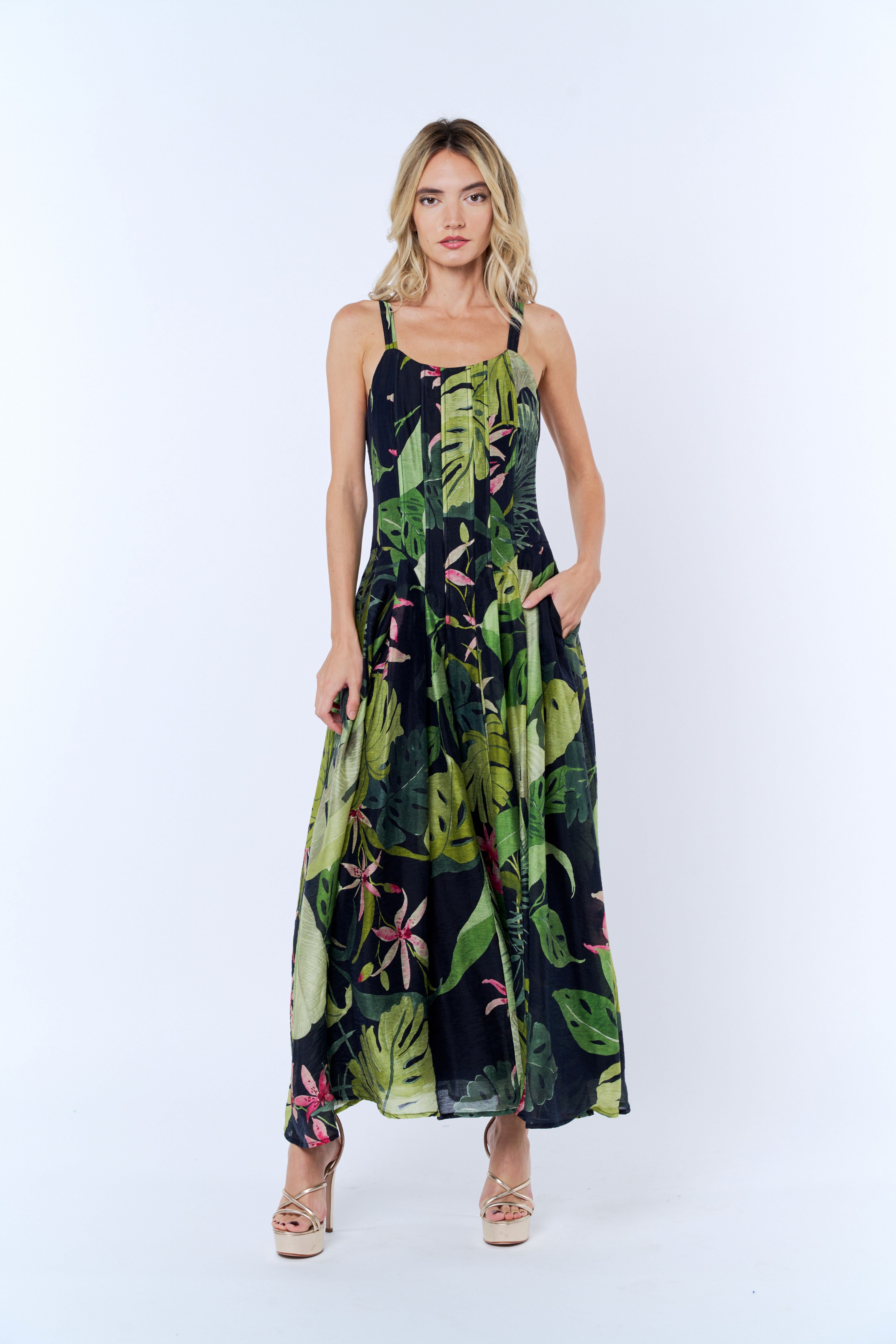 Dorothy Tropical Print Linen Blend Maxi Dress