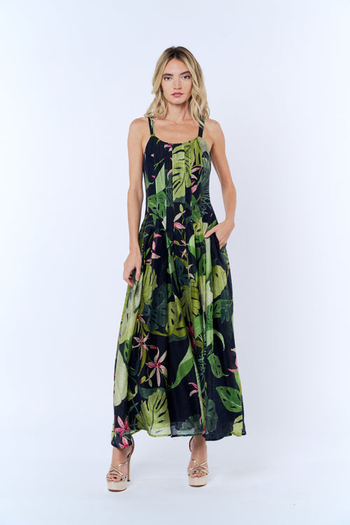 Load image 1 in gallery view. Dorothy Tropical Print Linen Blend Maxi Dress