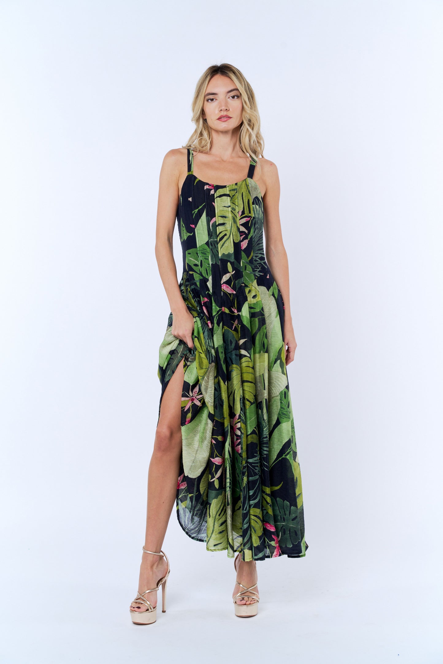 Dorothy Tropical Print Linen Blend Maxi Dress