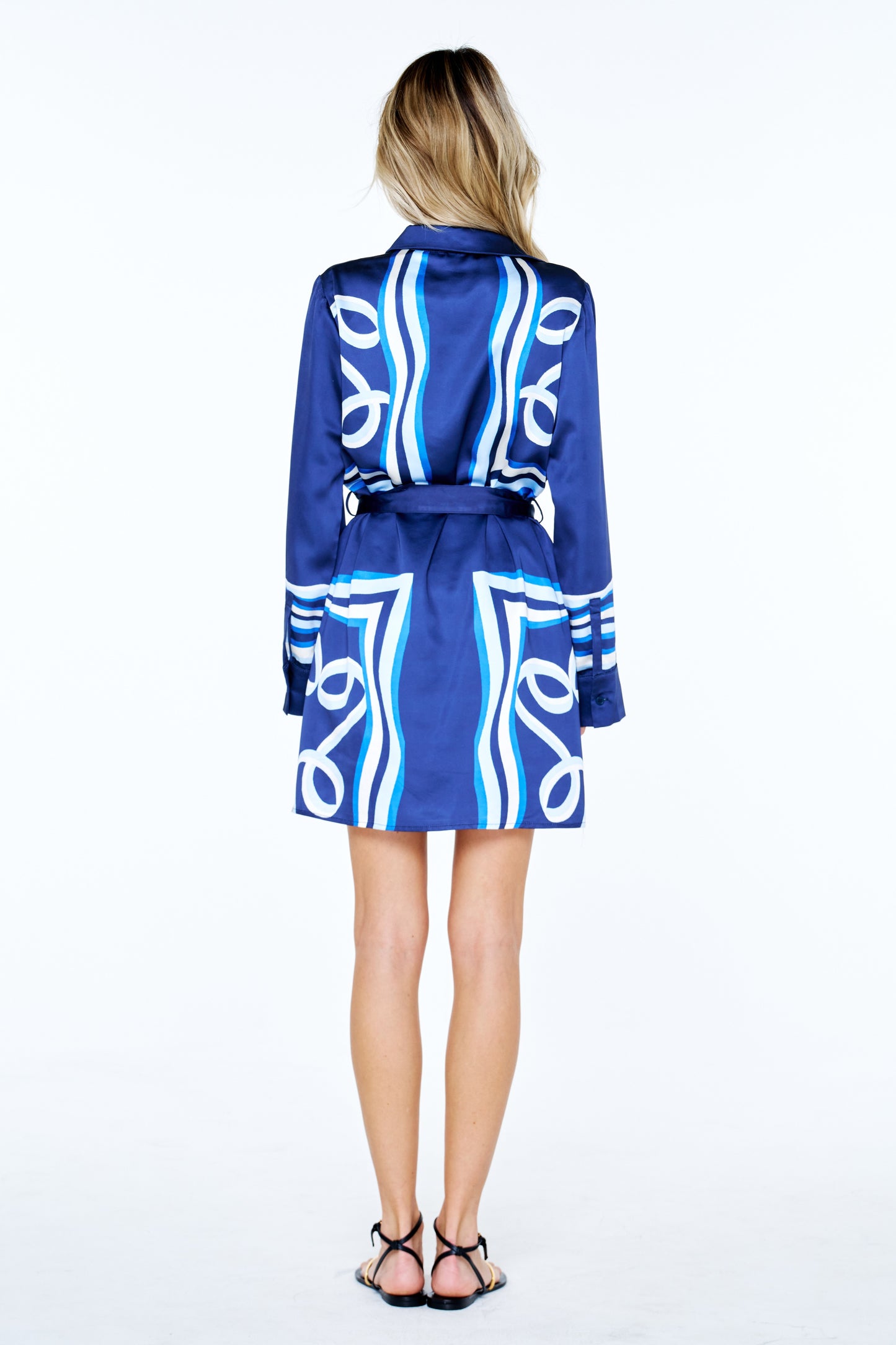 Jaxie Abstract Print Belted Shirt	Dress