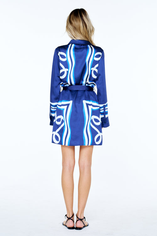 Cargar la imagen 1 en la vista de la galería. Jaxie Abstract Print Belted Shirt	Dress