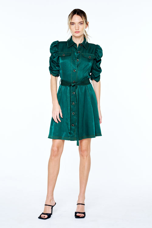 Cargar la imagen 1 en la vista de la galería. Bryce Ruched Sleeve Mini Shirt Dress