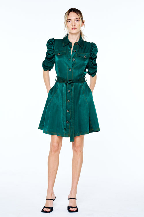 Cargar la imagen 1 en la vista de la galería. Bryce Ruched Sleeve Mini Shirt Dress