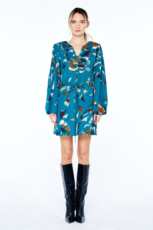 Load image 1 in gallery view. Andi Seersucker Long Sleeve Mini Dress