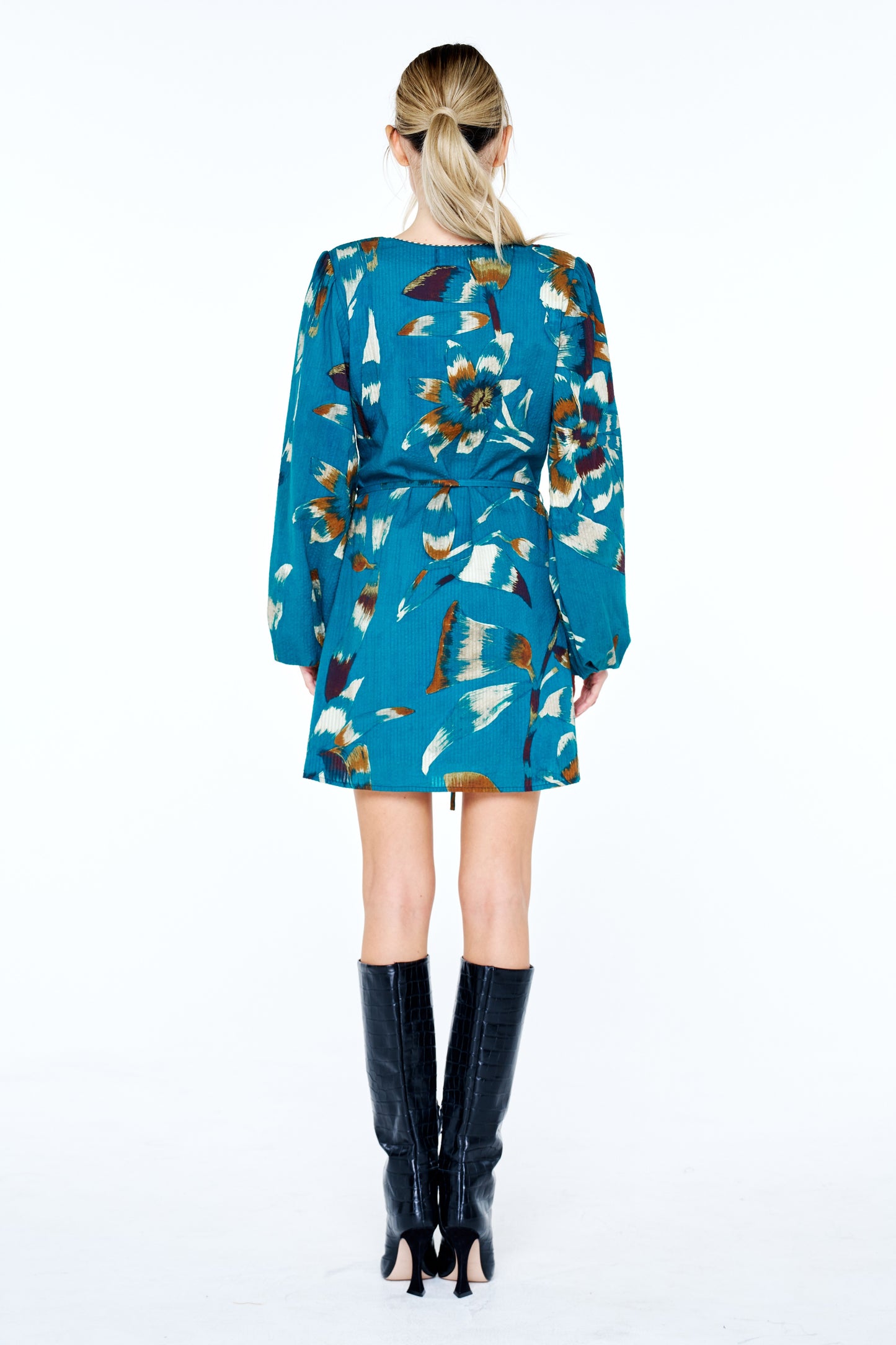 Andi Seersucker Long Sleeve Mini Dress