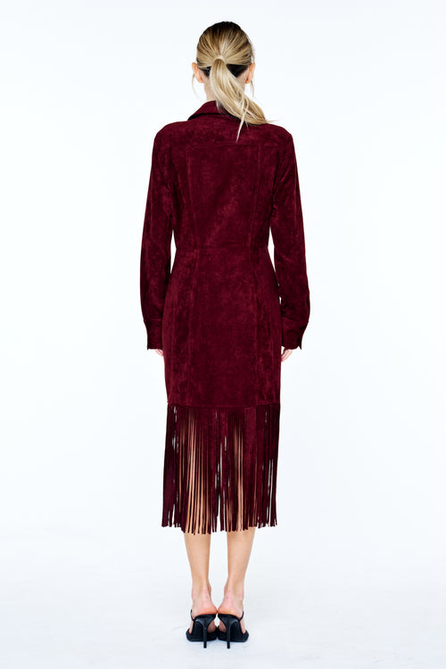 Load image 1 in gallery view. Jimena Button-Up Fringe Midi Dress
