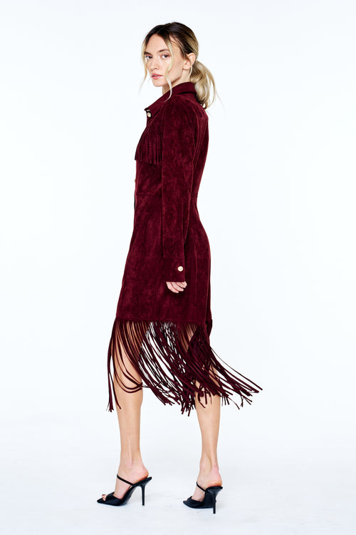 Load image 1 in gallery view. Jimena Button-Up Fringe Midi Dress