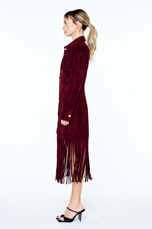 Load image 1 in gallery view. Jimena Button-Up Fringe Midi Dress