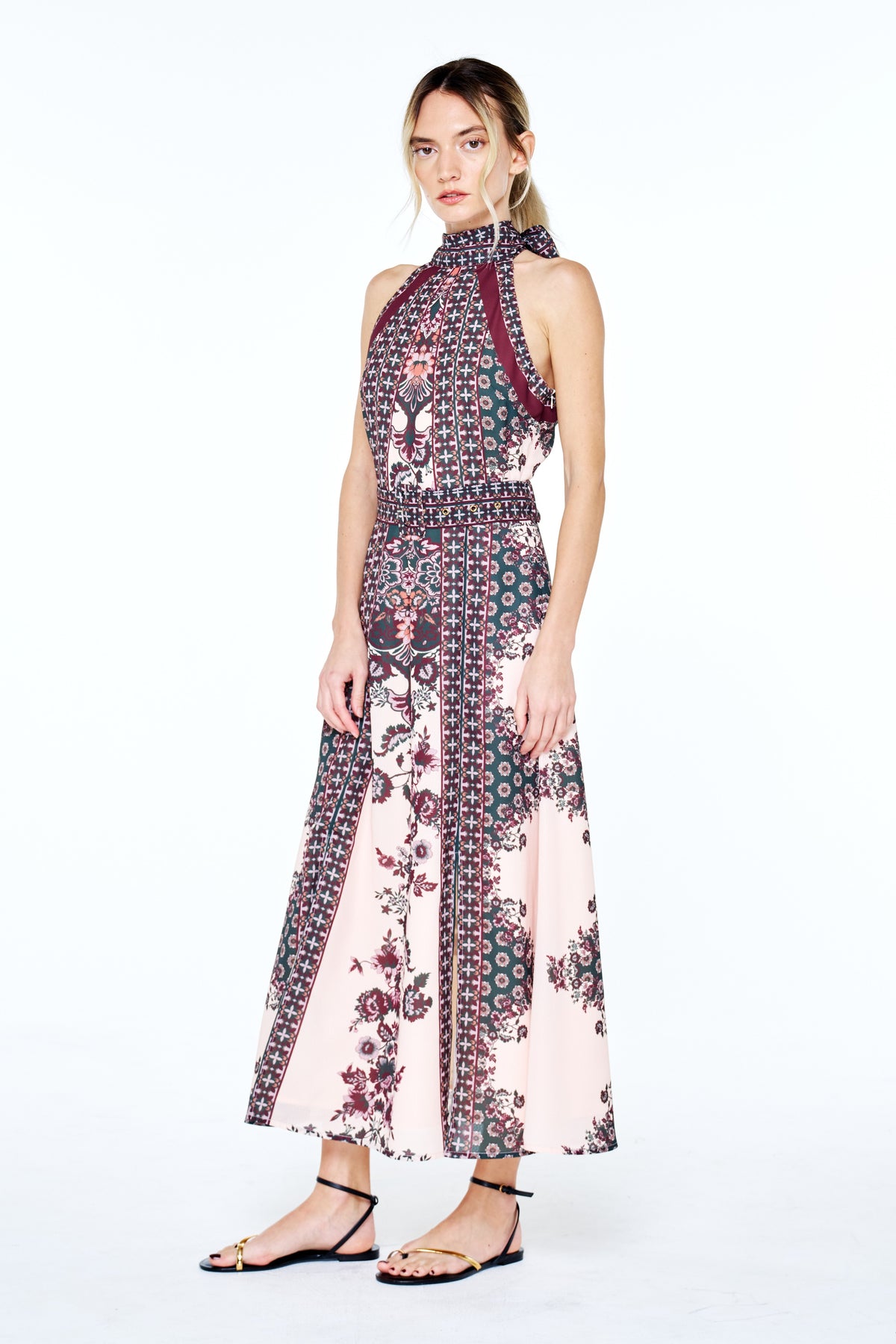 Peta Floral Print Halter Maxi Dress