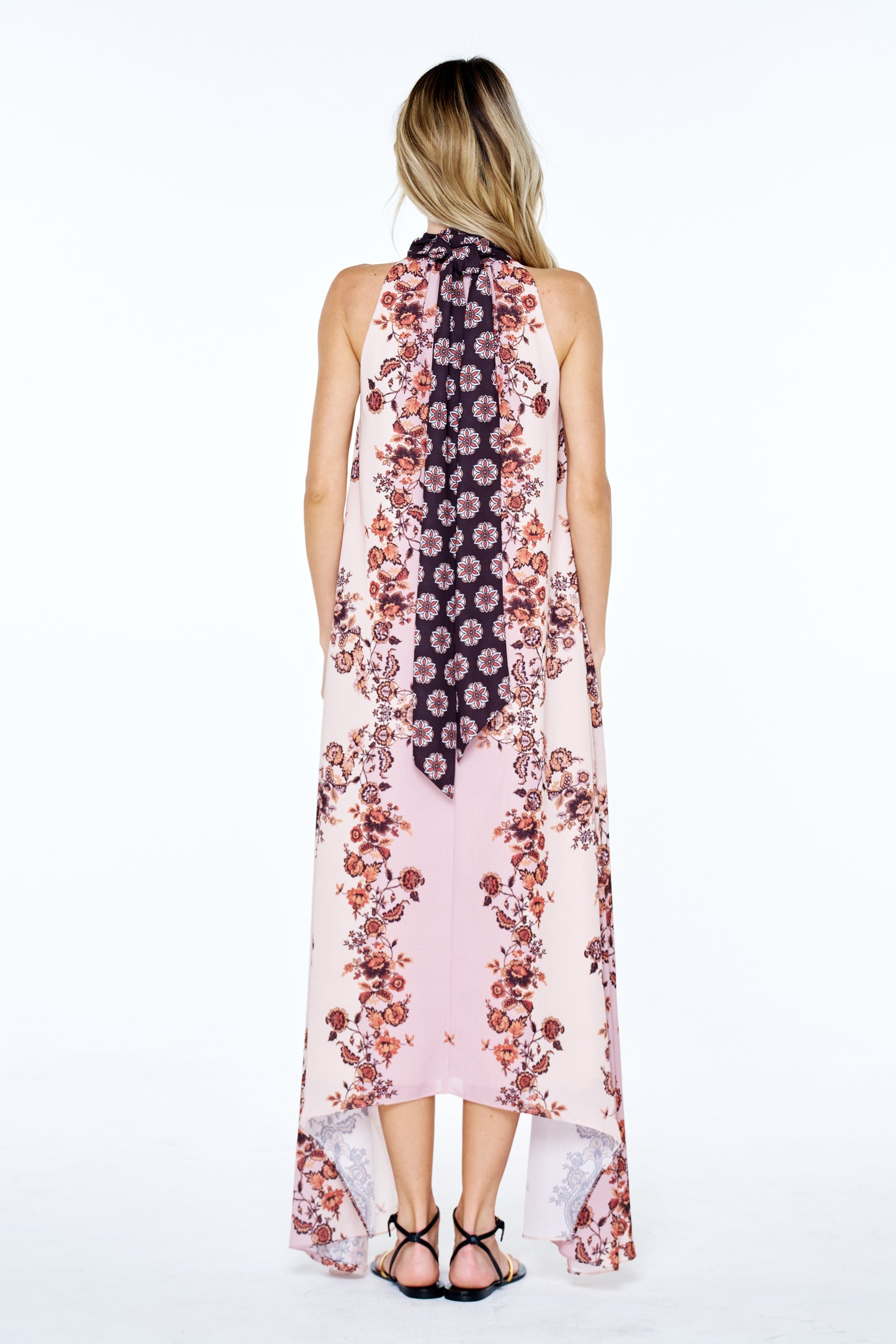 Sybil Floral Printed Halter Maxi Dress