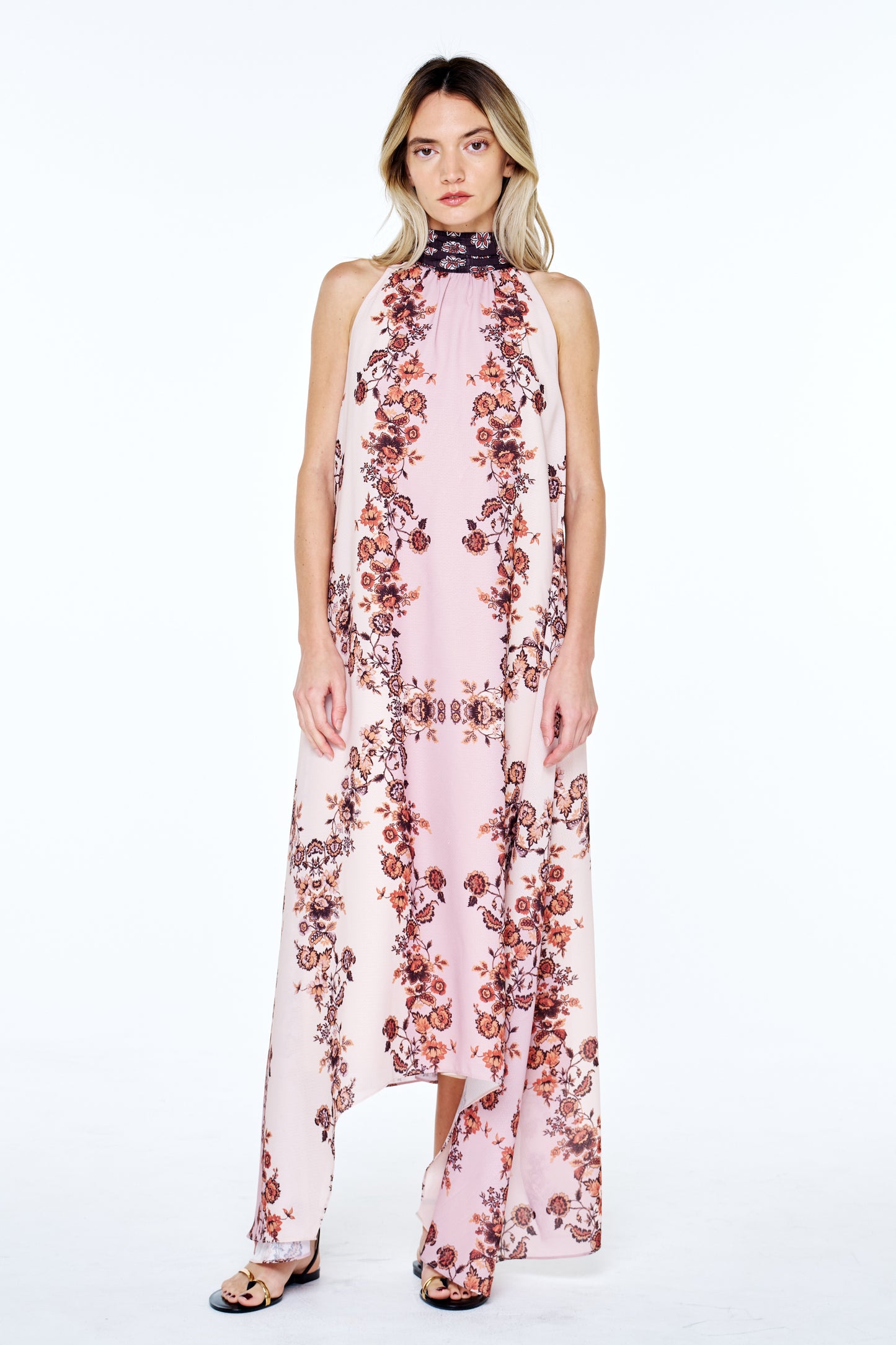 Sybil Floral Printed Halter Maxi Dress