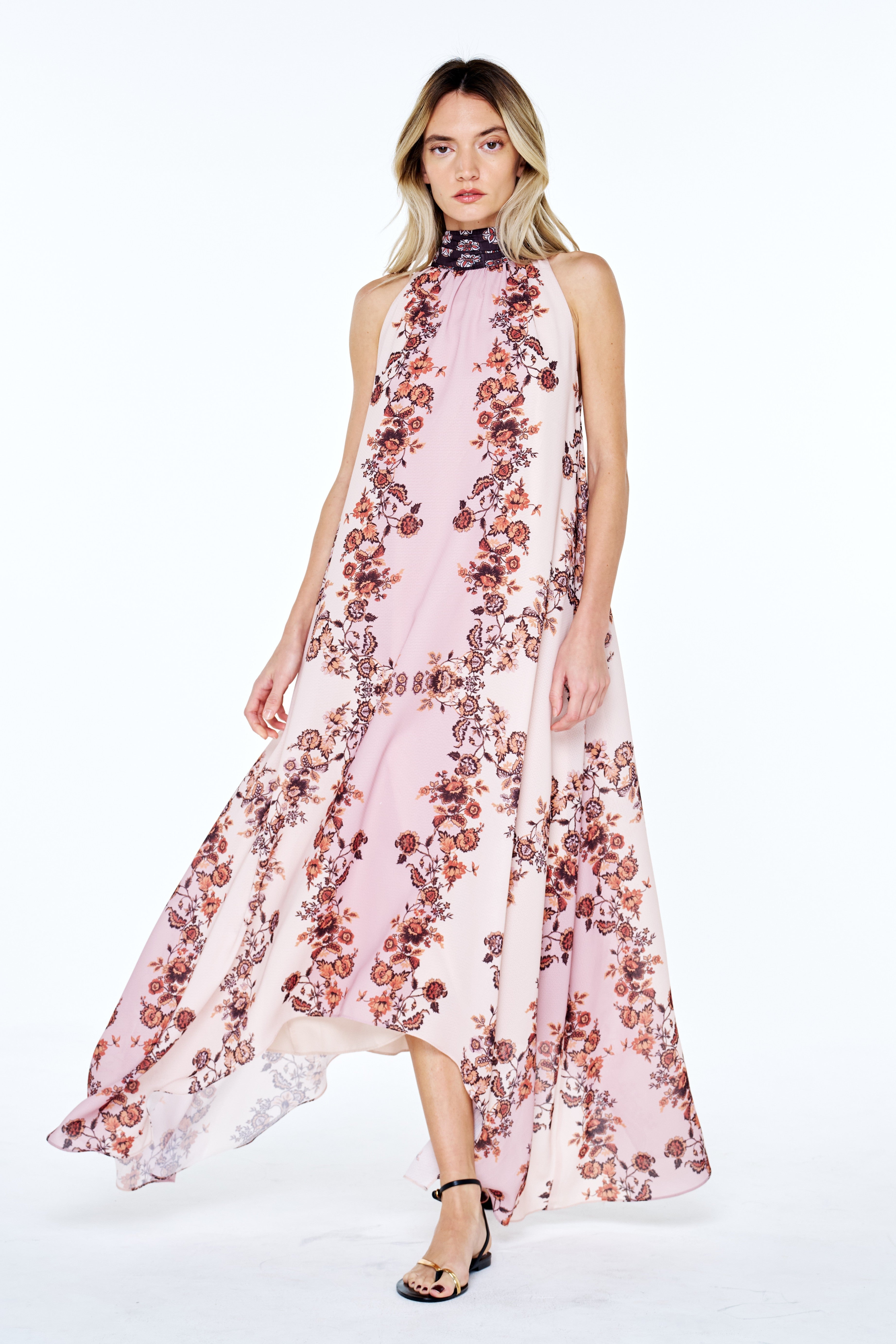 Sybil Floral Printed Halter Maxi Dress