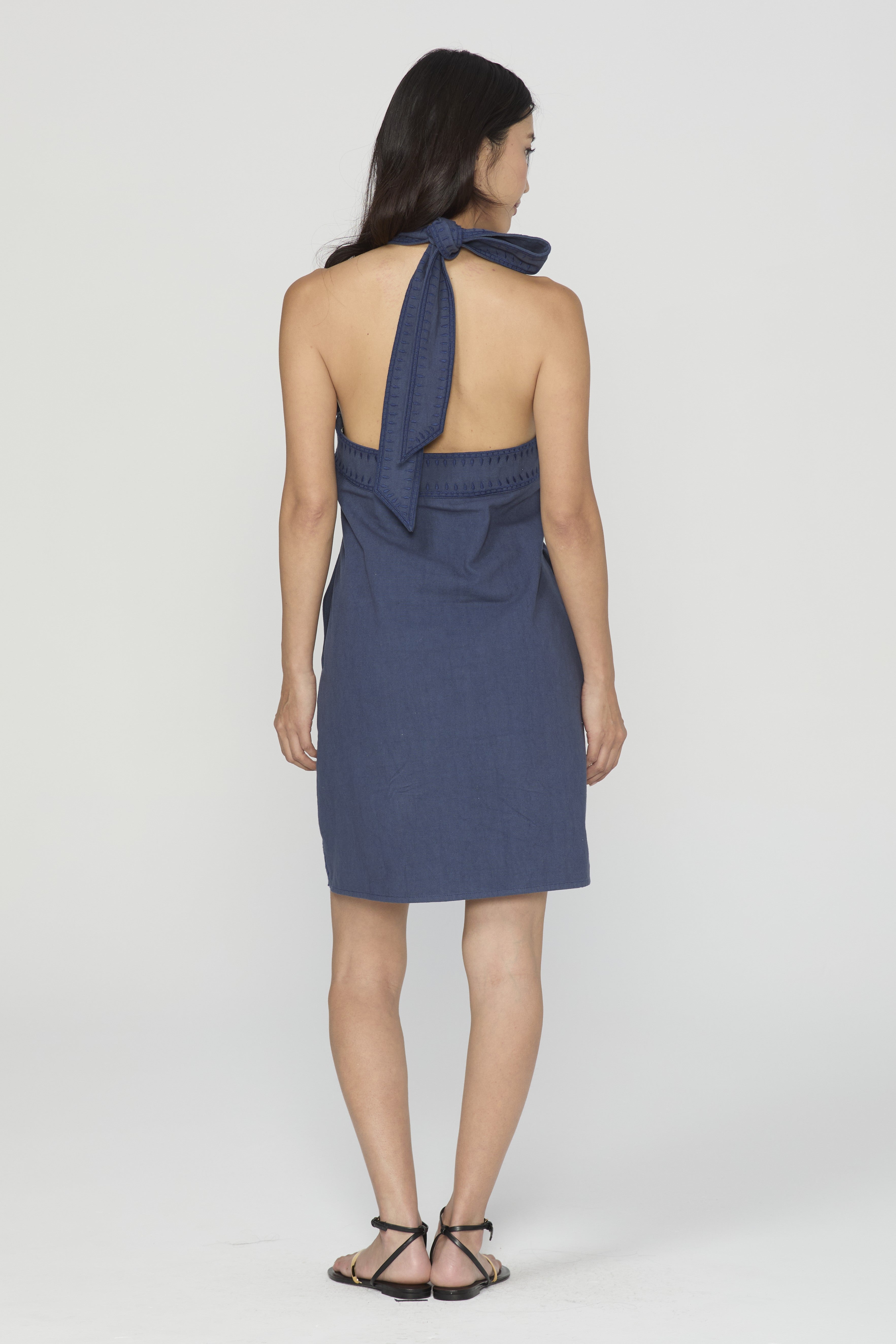 Danica Cutwork Embroidery Halter Mini Dress