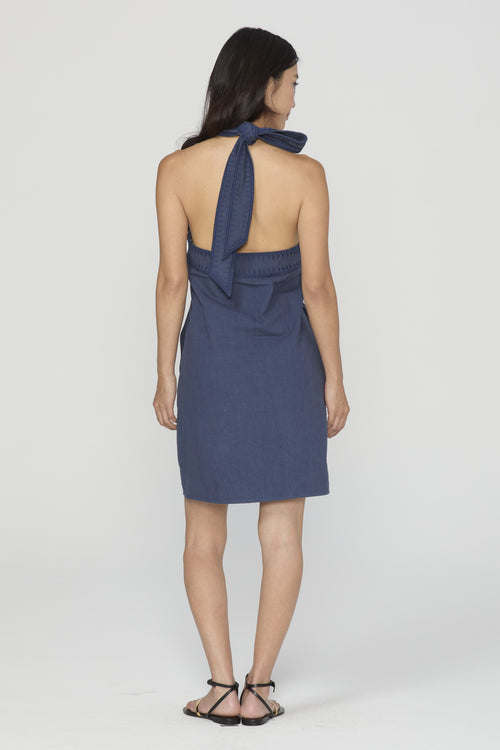 Cargar la imagen 1 en la vista de la galería. Danica Cutwork Embroidery Halter Mini Dress