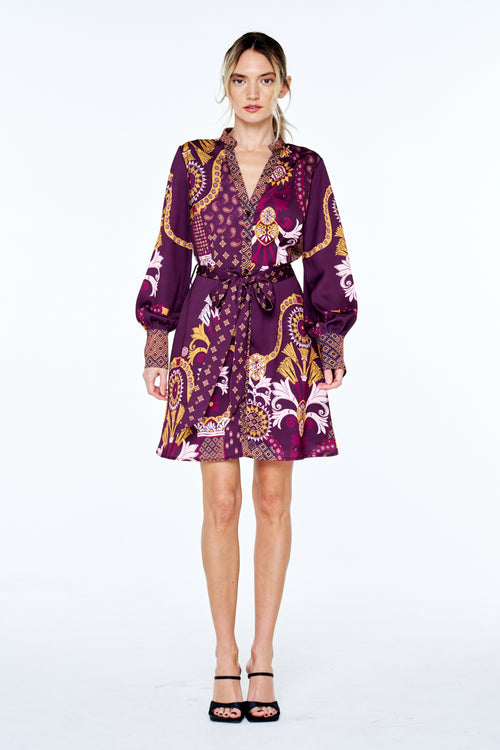 Cargar la imagen 1 en la vista de la galería. Antonella Mixed Print Mini Shirt Dress