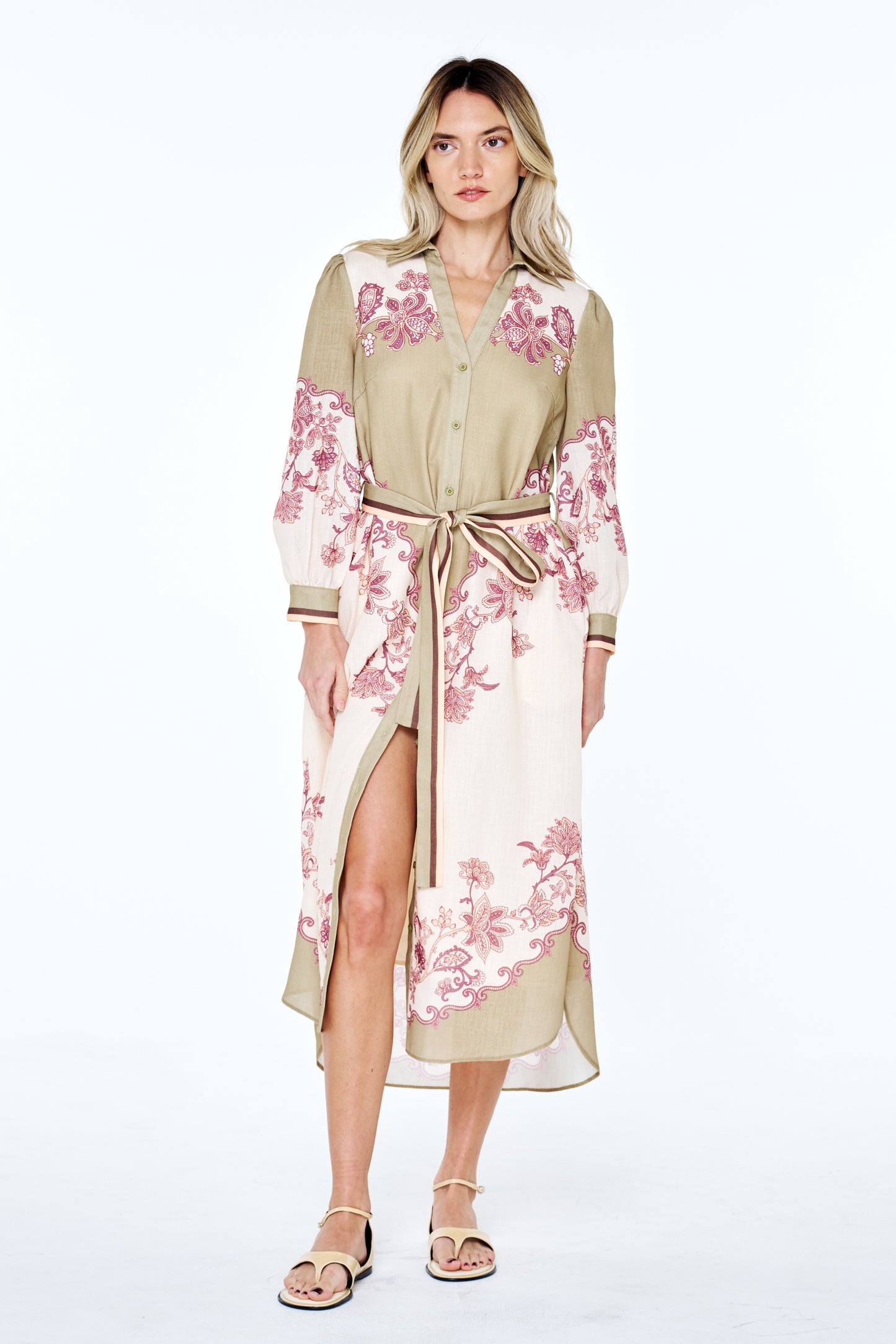 Balboa Floral Print Midi Shirt Dress