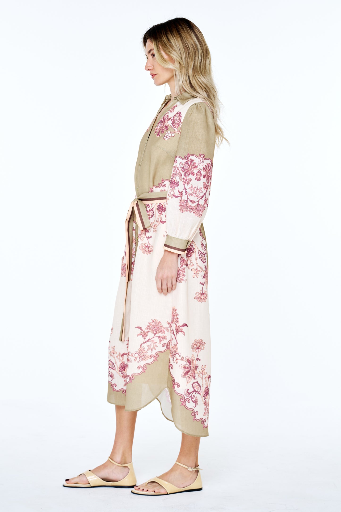 Balboa Floral Print Midi Shirt Dress