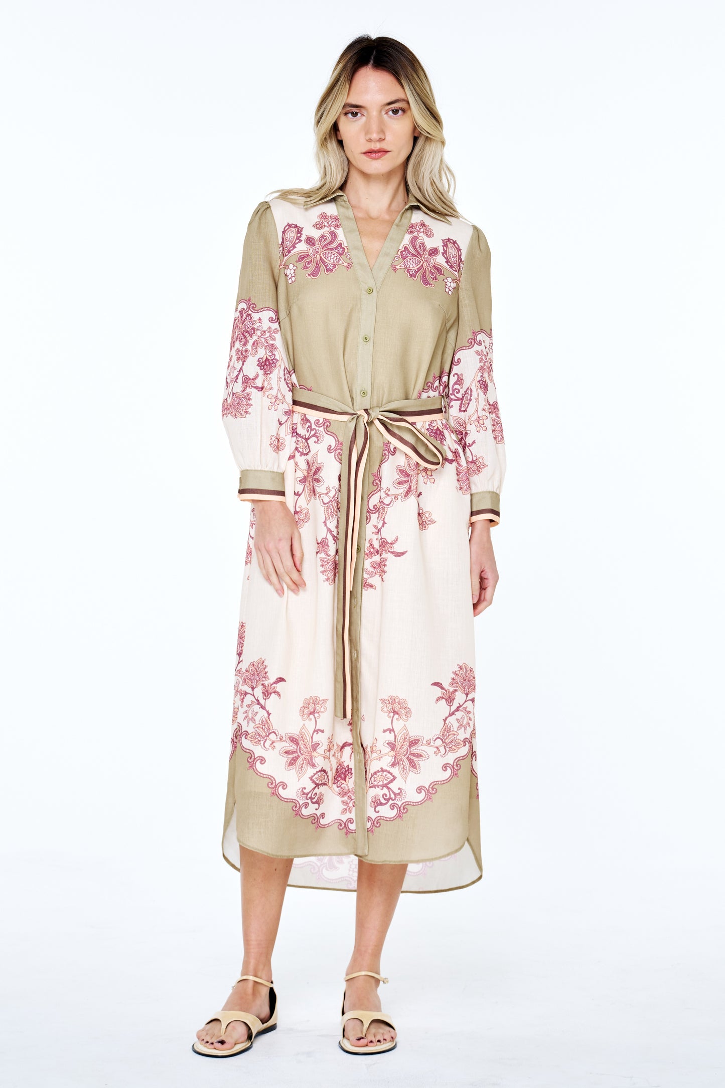 Balboa Floral Print Midi Shirt Dress