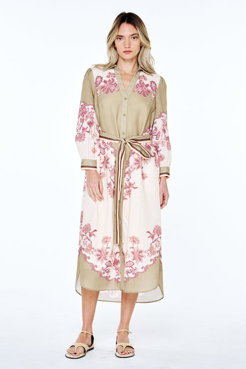 Load image 1 in gallery view. Balboa Floral Print Midi Shirt Dress
