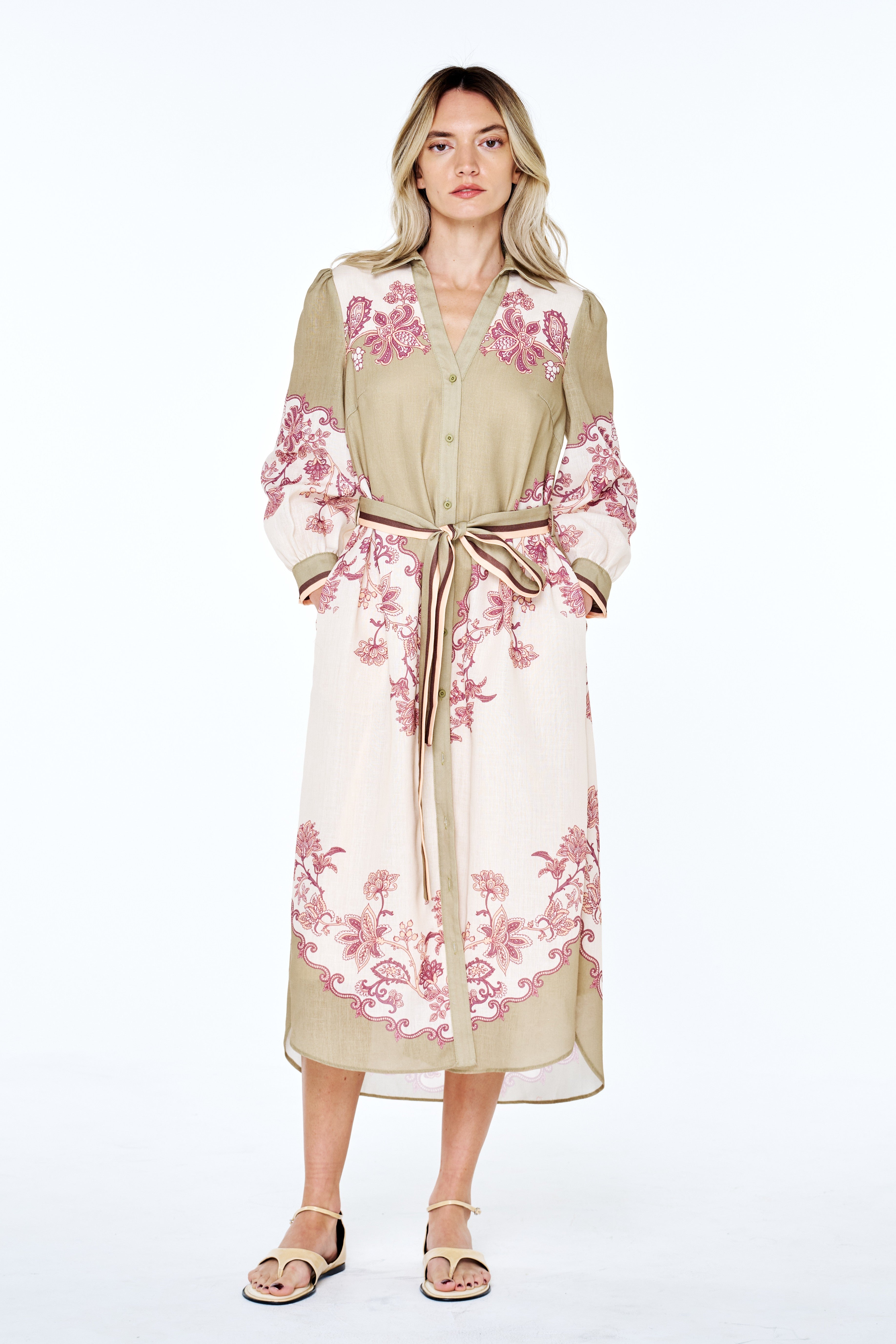 Balboa Floral Print Midi Shirt Dress