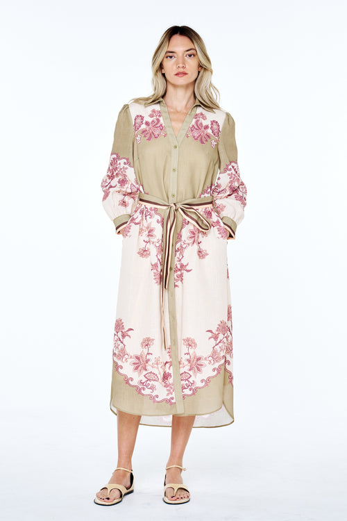 Load image 1 in gallery view. Balboa Floral Print Midi Shirt Dress