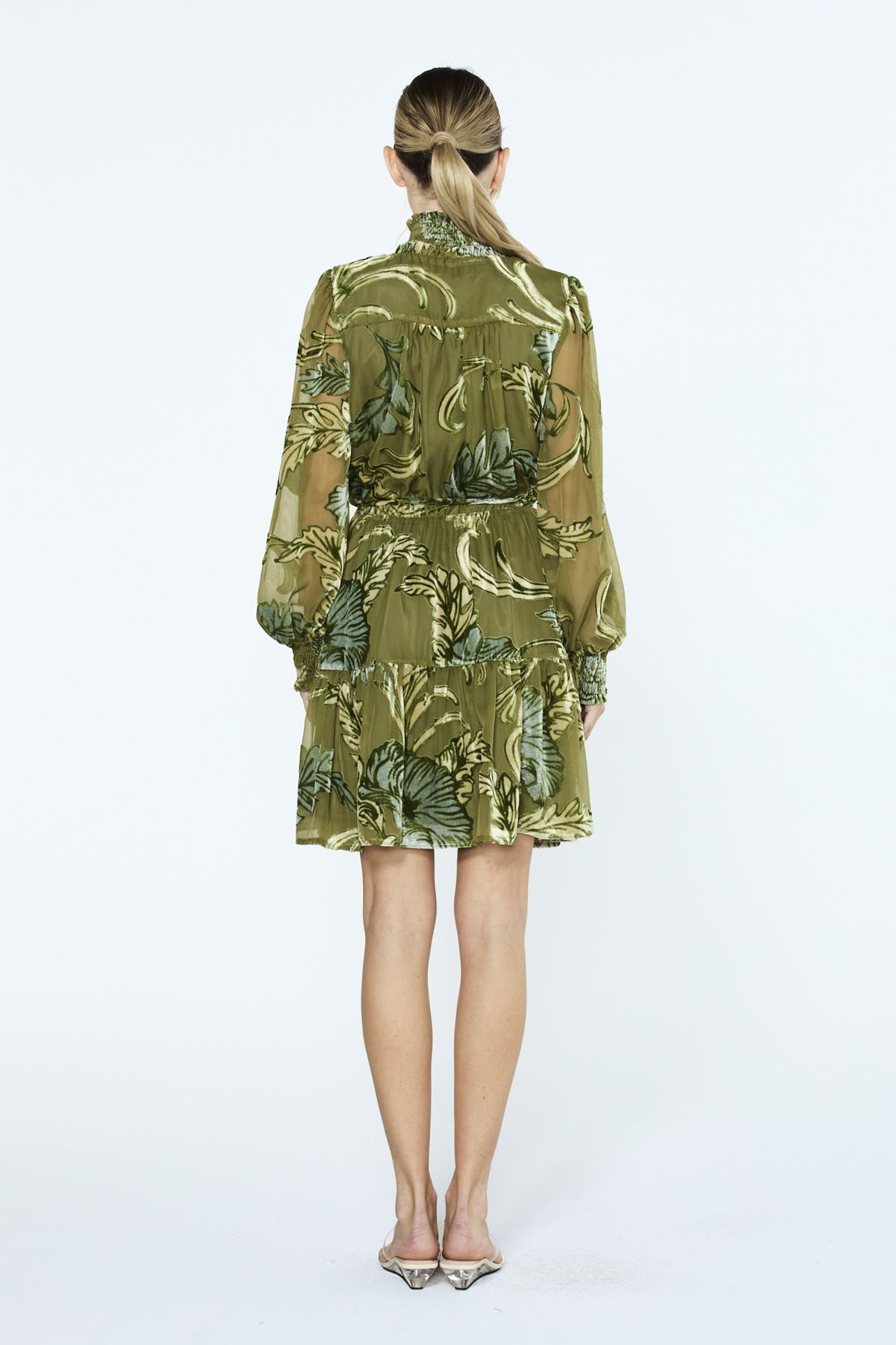 Amaia Velvet Burnout Long Sleeve Mini Dress