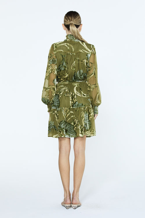 Load image 1 in gallery view. Amaia Velvet Burnout Long Sleeve Mini Dress