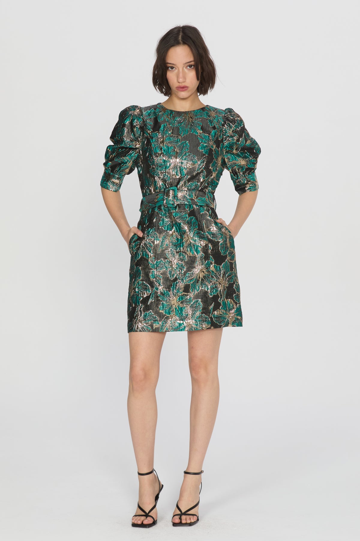 Alejandra Puff Sleeve Jacquard Mini Dress