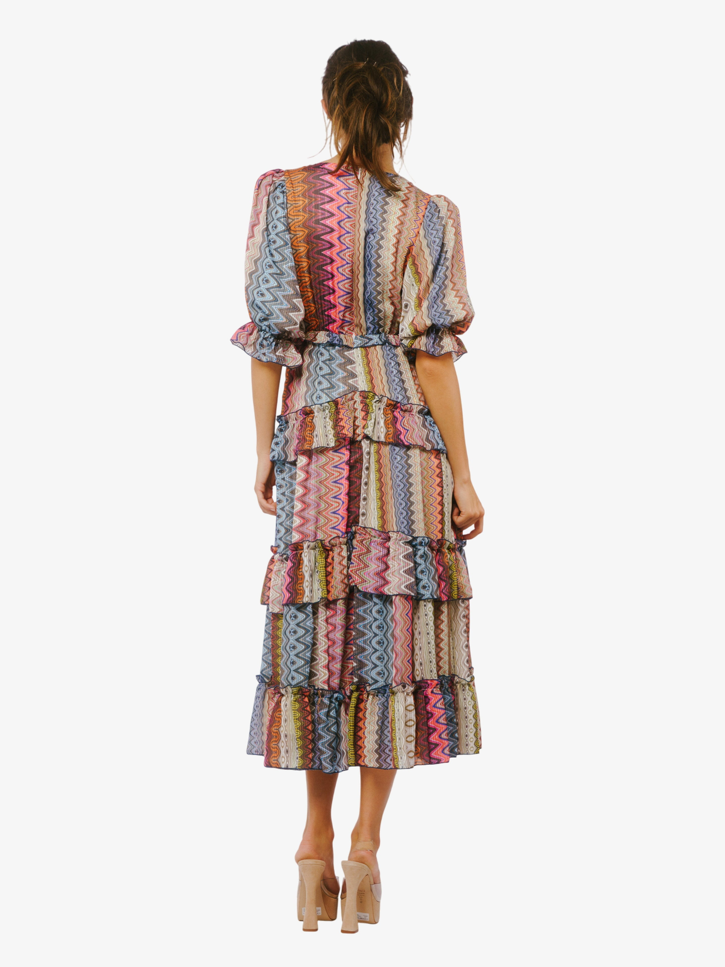 Madelyn Puff Sleeve Tiered Ruffle Maxi Dress