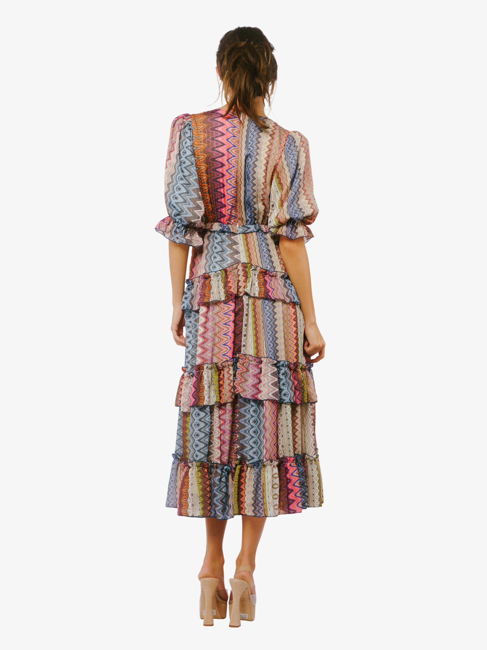 Madelyn Puff Sleeve Tiered Ruffle Maxi Dress