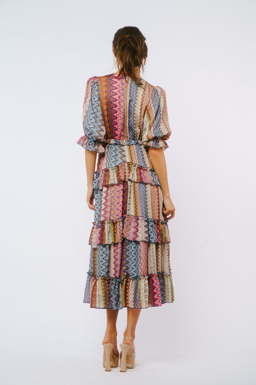 Madelyn Puff Sleeve Tiered Ruffle Maxi Dress