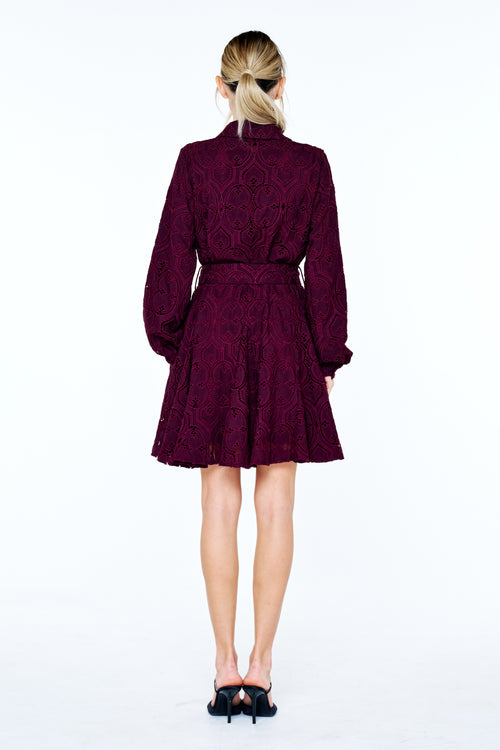 Load image 1 in gallery view. Serane Eyelet Embroidered Lace Mini Shirt Dress