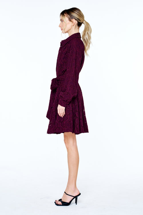 Load image 1 in gallery view. Serane Eyelet Embroidered Lace Mini Shirt Dress