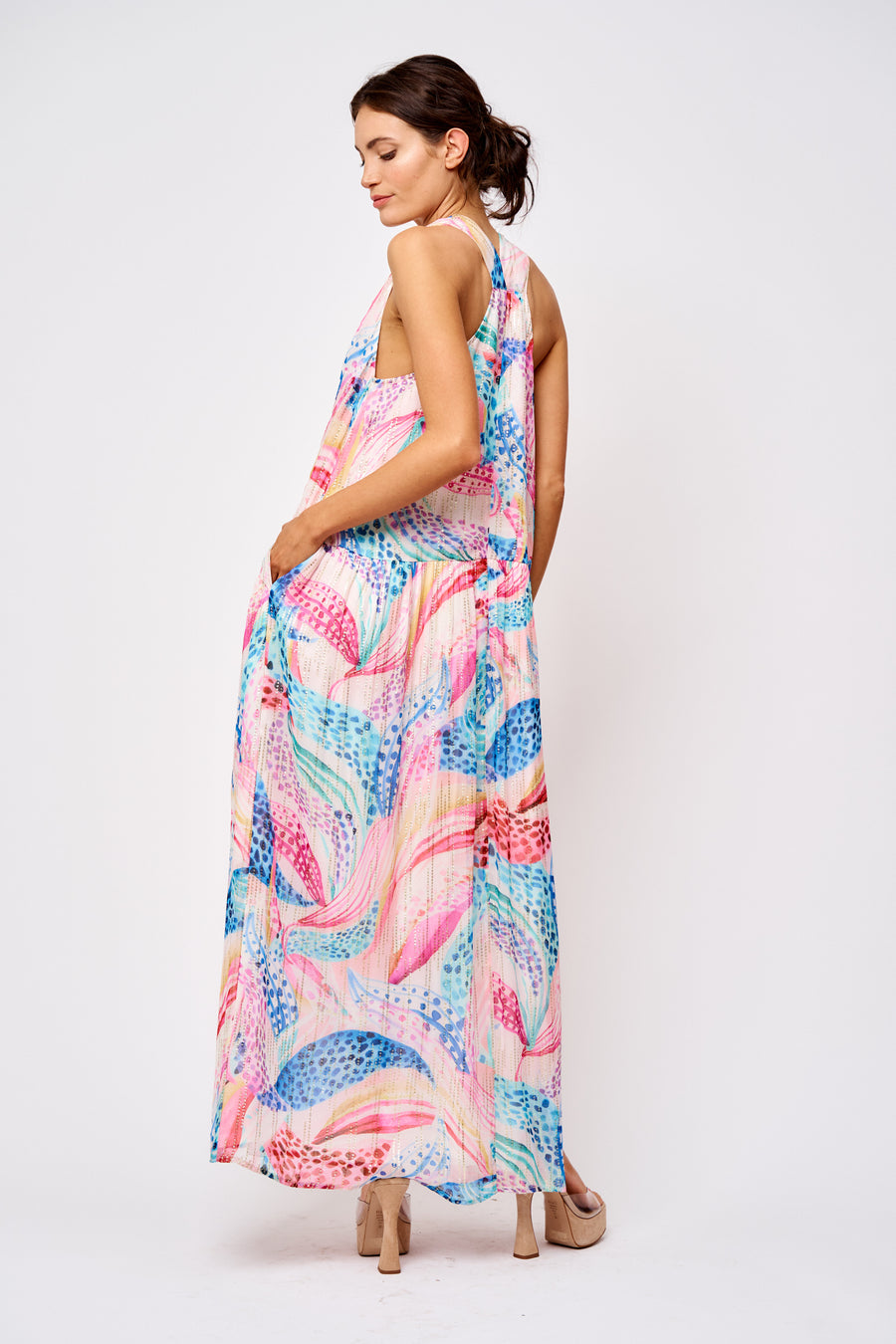Cece Floral Print Jacquard Maxi Dress