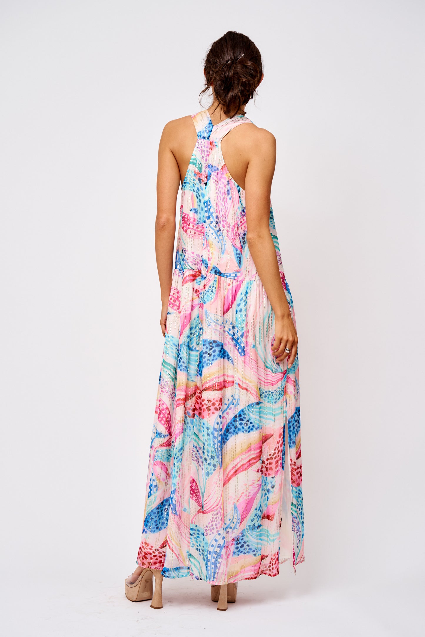 Cece Floral Print Jacquard Maxi Dress