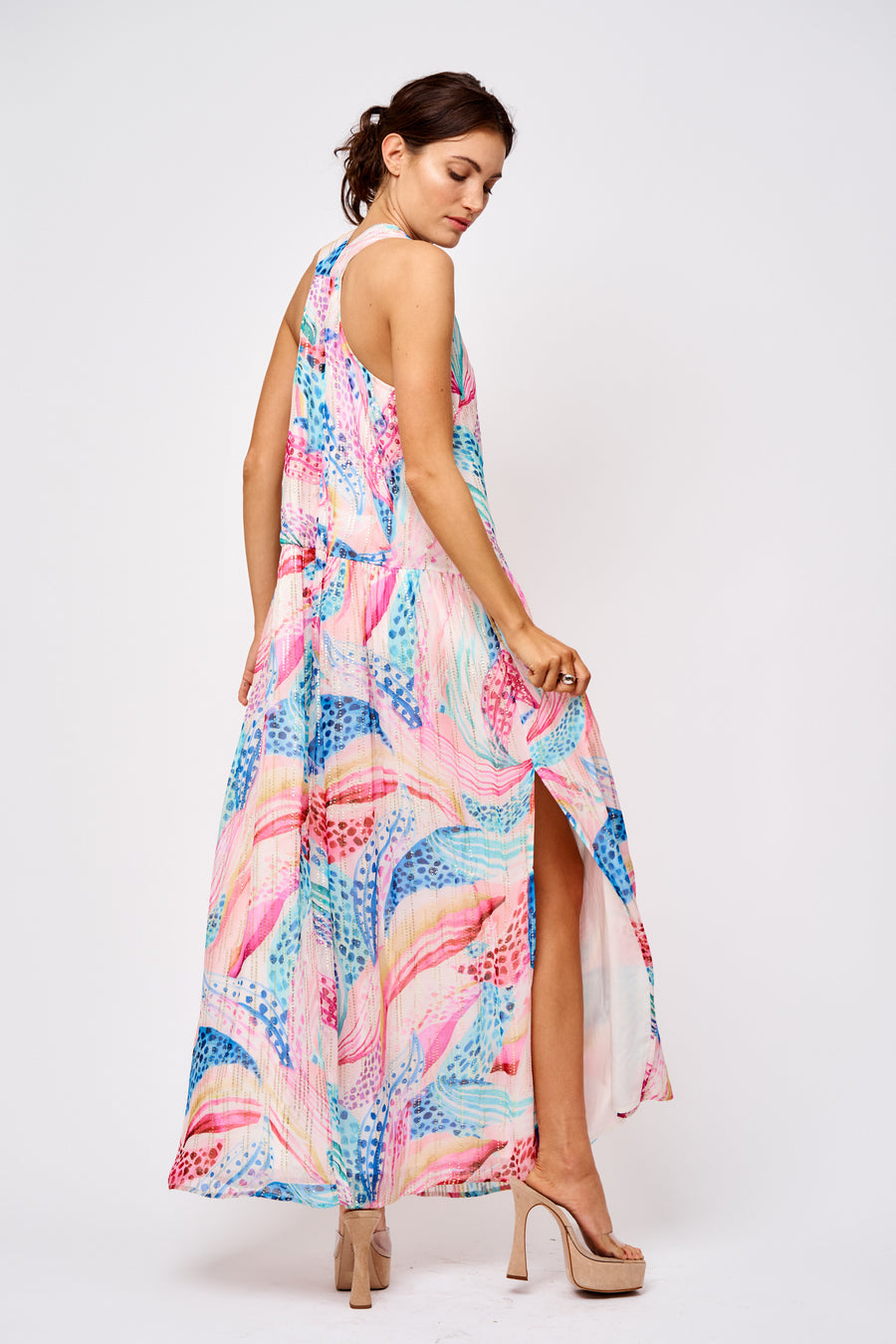 Cece Floral Print Jacquard Maxi Dress