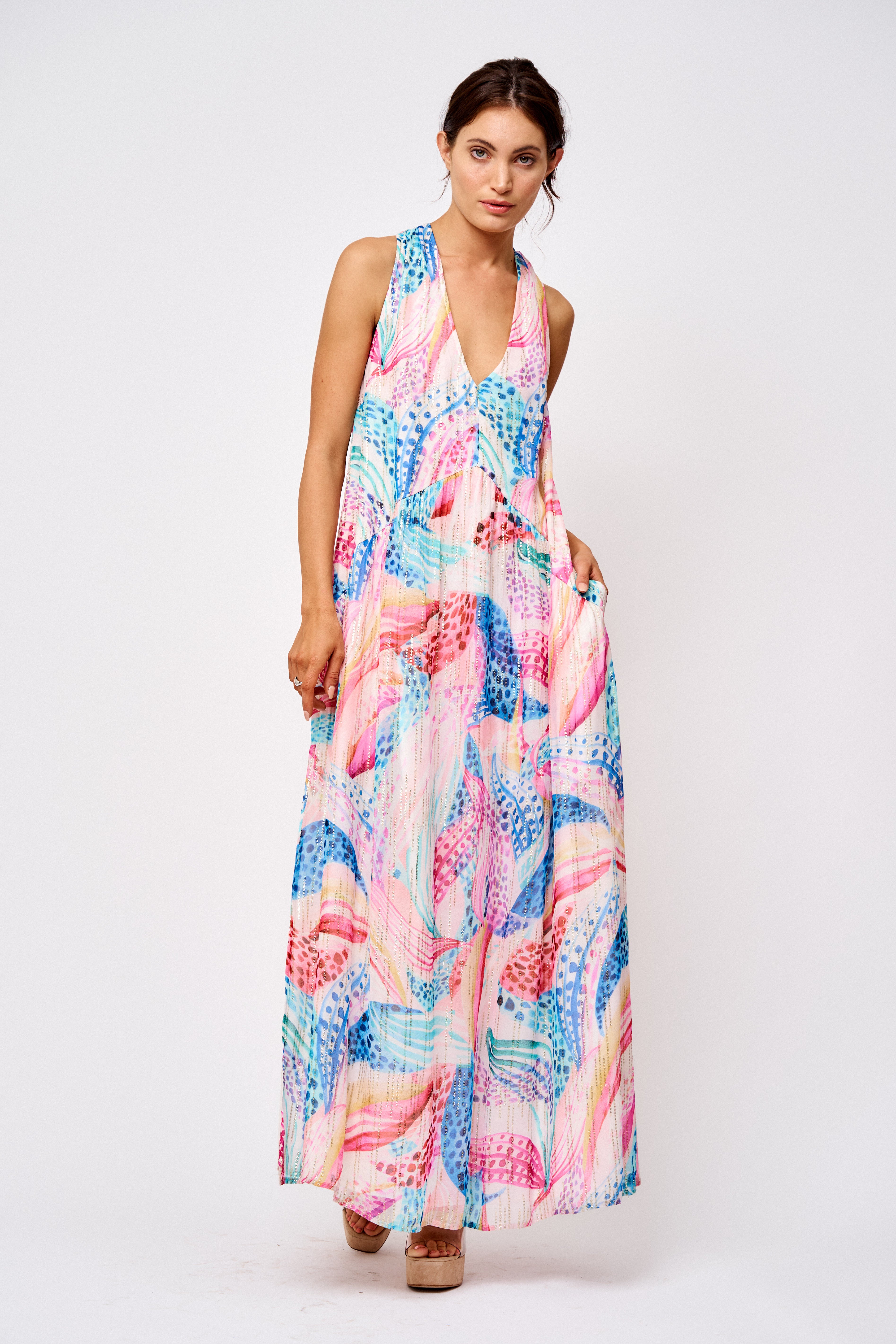 Cece Floral Print Jacquard Maxi Dress