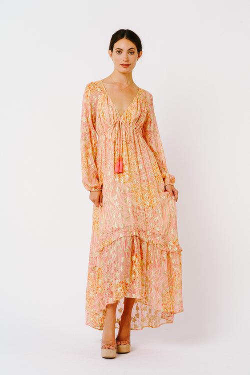 Cargar la imagen 1 en la vista de la galería. Crissta Metallic Star Long Sleeve Maxi Dress