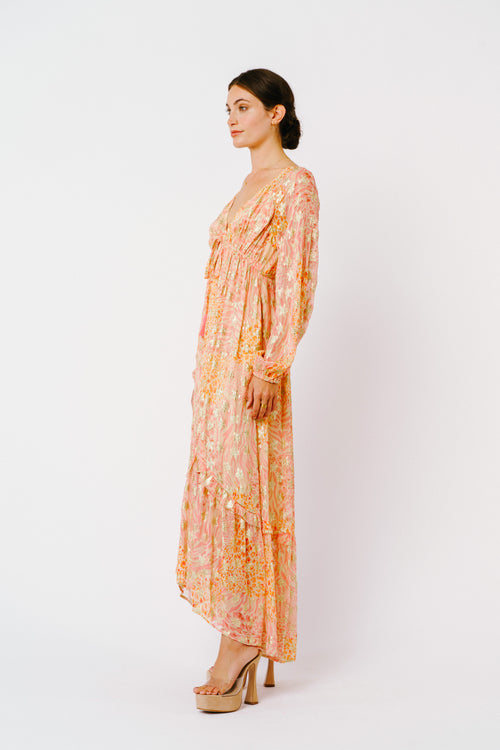 Cargar la imagen 1 en la vista de la galería. Crissta Metallic Star Long Sleeve Maxi Dress