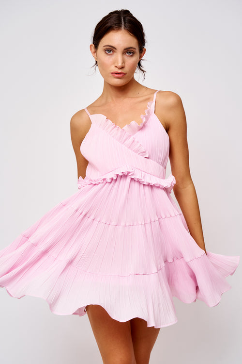 Load image 1 in gallery view. Sandi Pleated Ruffle Mini Dress