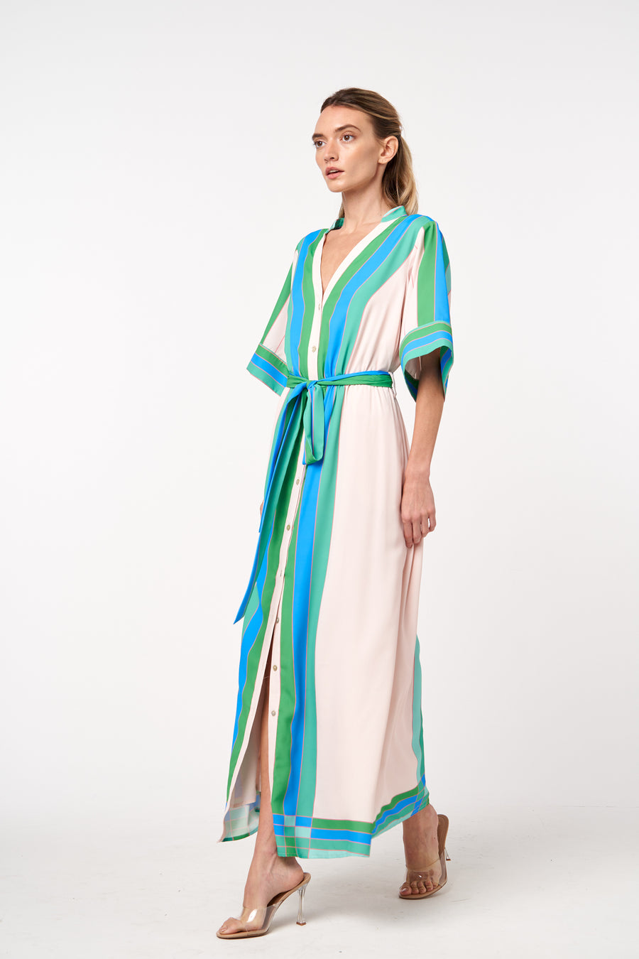 Carmine Tie Belt Sleeveless Maxi Wrap Dress