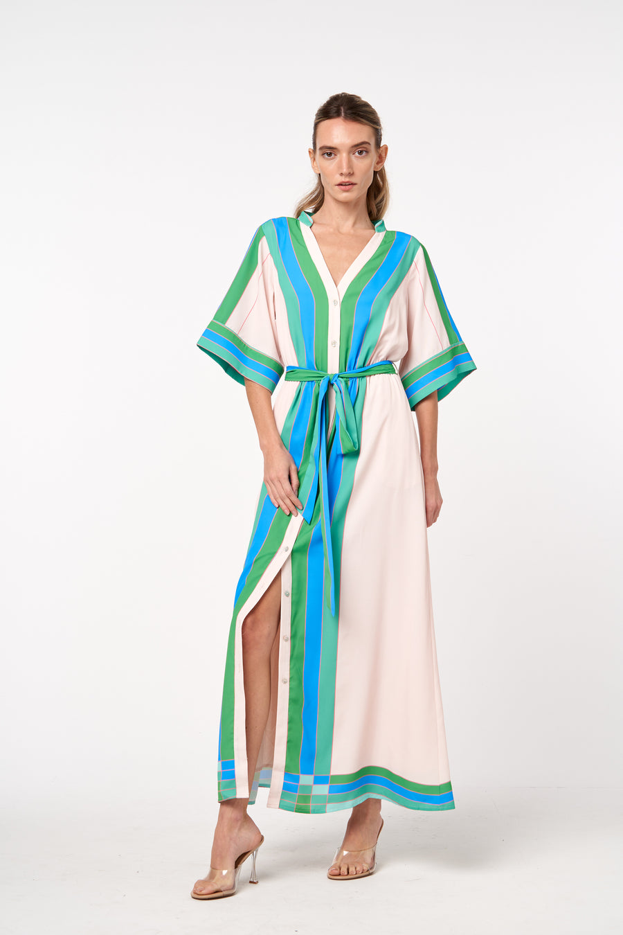 Carmine Tie Belt Sleeveless Maxi Wrap Dress