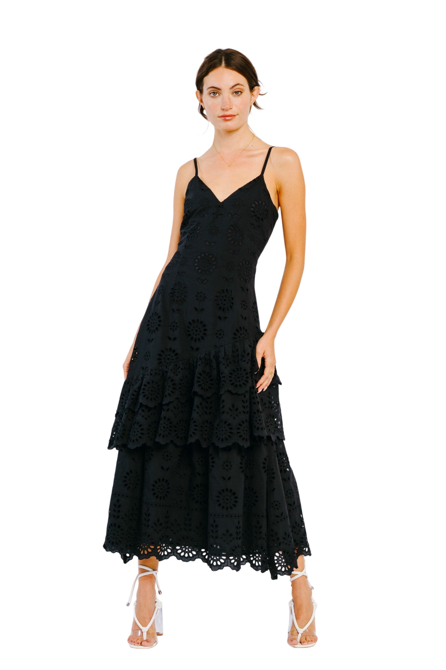 Gudrun Embroidered Tiered Maxi Dress