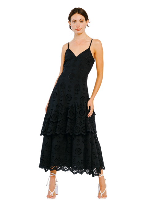 Cargar la imagen 1 en la vista de la galería. Vestido largo con tirantes y bordados de Gudrun