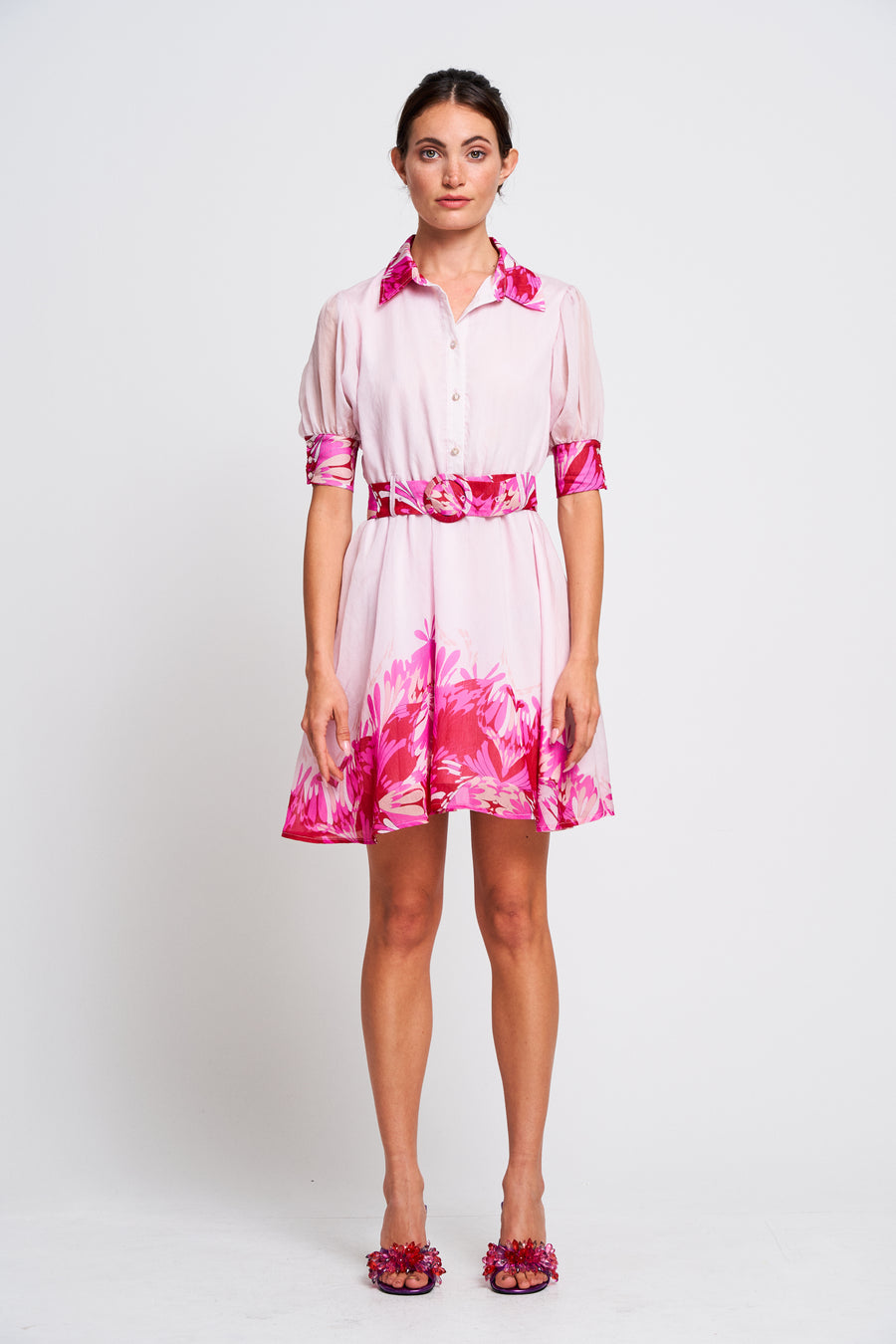 Bada Floral Print Collared Mini Dress