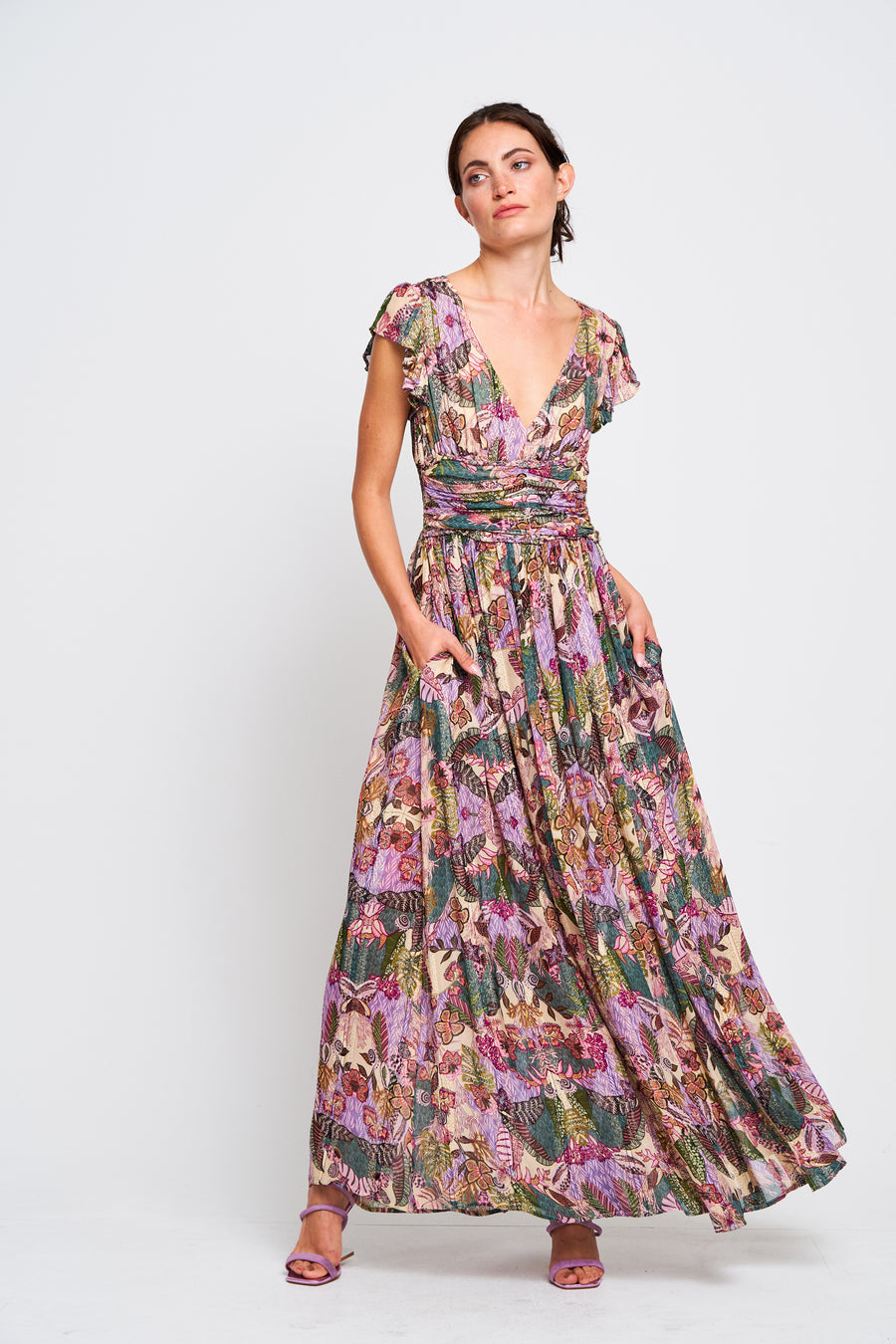 Jennsen Metallic Floral Maxi Dress